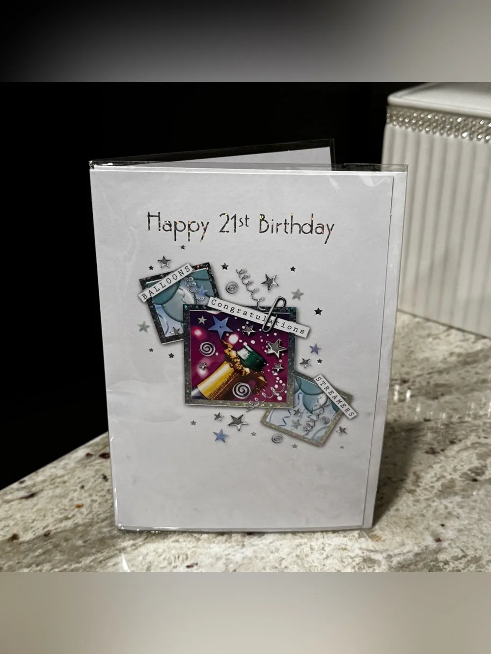 Happy 21st Birthday Greeting Card - White with Multicolor Design